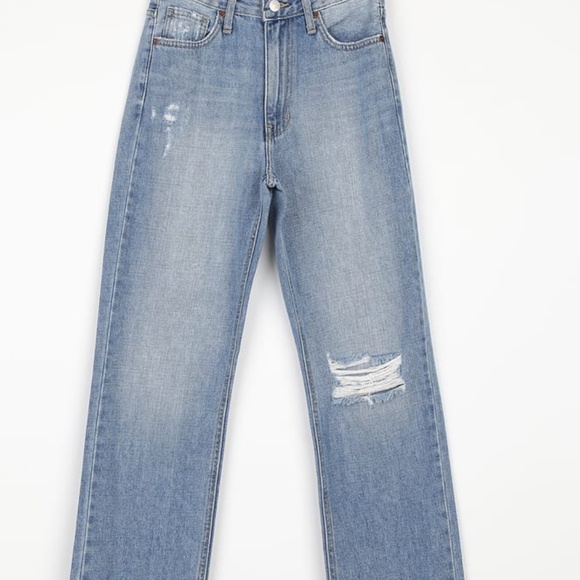 Just Black Denim Light Wash Denim High Rise Distressed Straight Jeans - Picture 3 of 6
